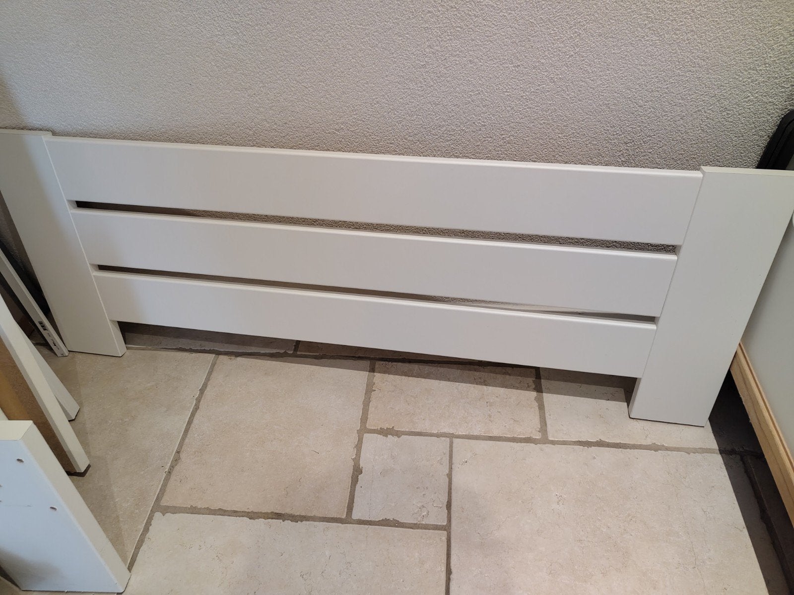 Wit eenpersoons bed met hoofdbord, 1.20 breed, Huis en Inrichting, Ophalen, Overige materialen, Gebruikt, Wit