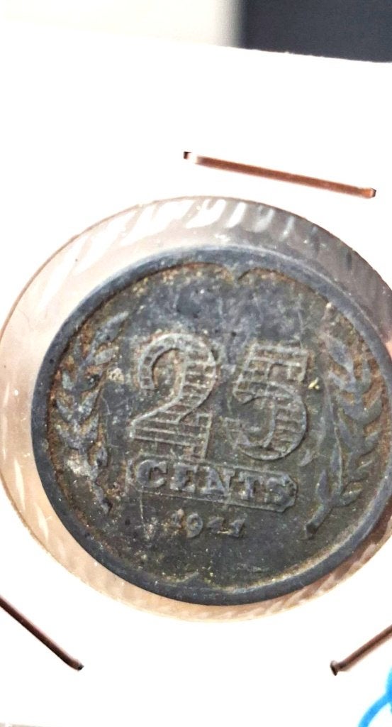 25 cent munt 1941, Postzegels en Munten, Munten | Nederland, Ophalen of Verzenden, Koningin Wilhelmina, 25 cent, Losse munt