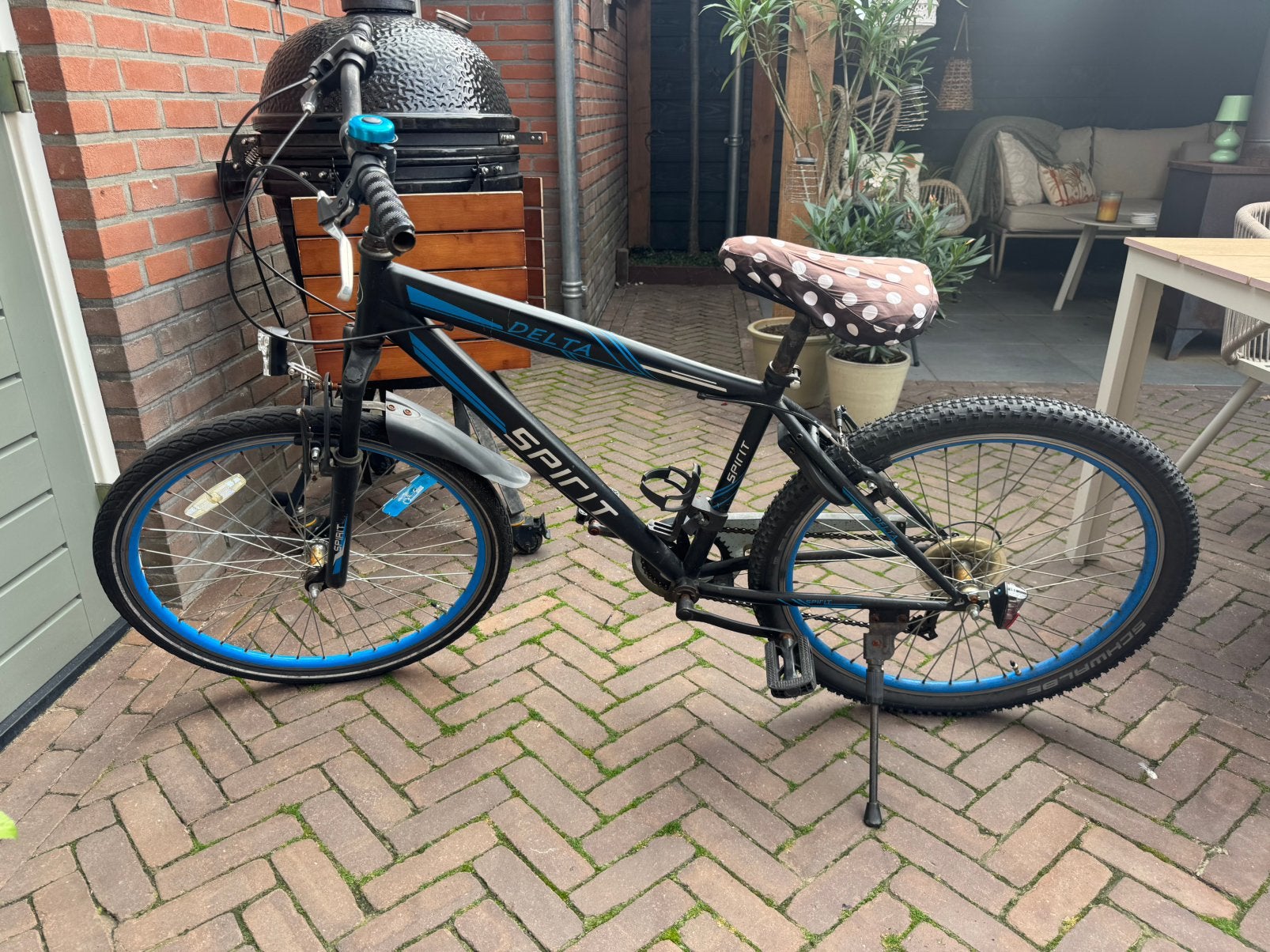 Stoere Spirit Delta jongensfiets 26 inch – zwart/blauw, Fietsen en Brommers, Ophalen of Verzenden, Gebruikt, 26 inch of meer, Versnellingen