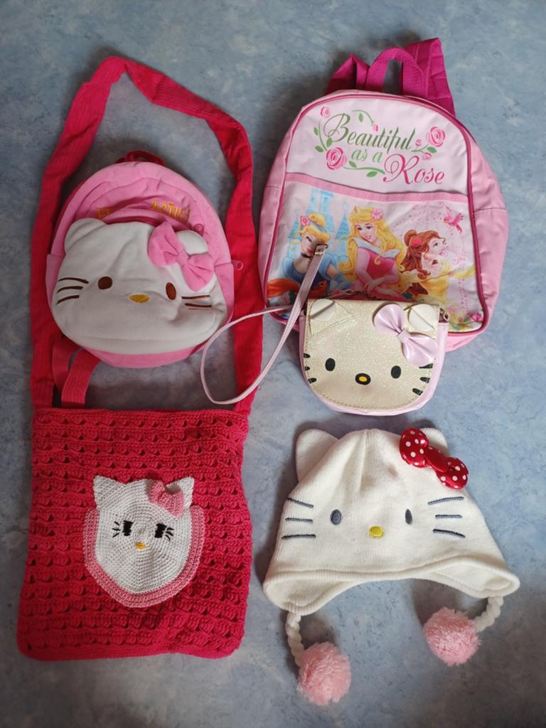 Prinsessen tas hello kitty tasjes schooltas en muts. 1 Tas i, Ophalen of Verzenden