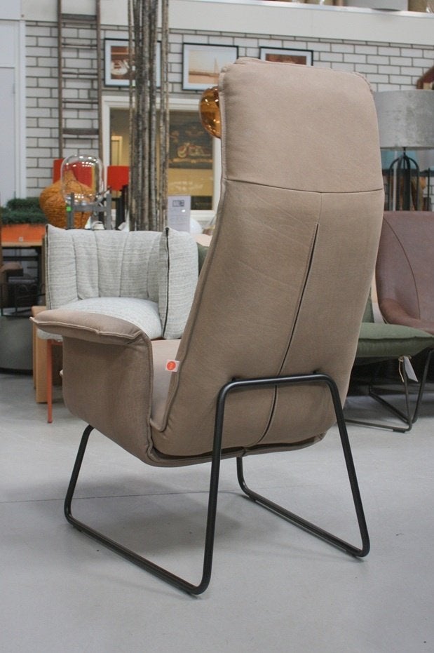 Luxe moderne fauteuil Origami Jess metaal leer Stone, Huis en Inrichting, Ophalen, 75 tot 100 cm, Zo goed als nieuw, 75 tot 100 cm