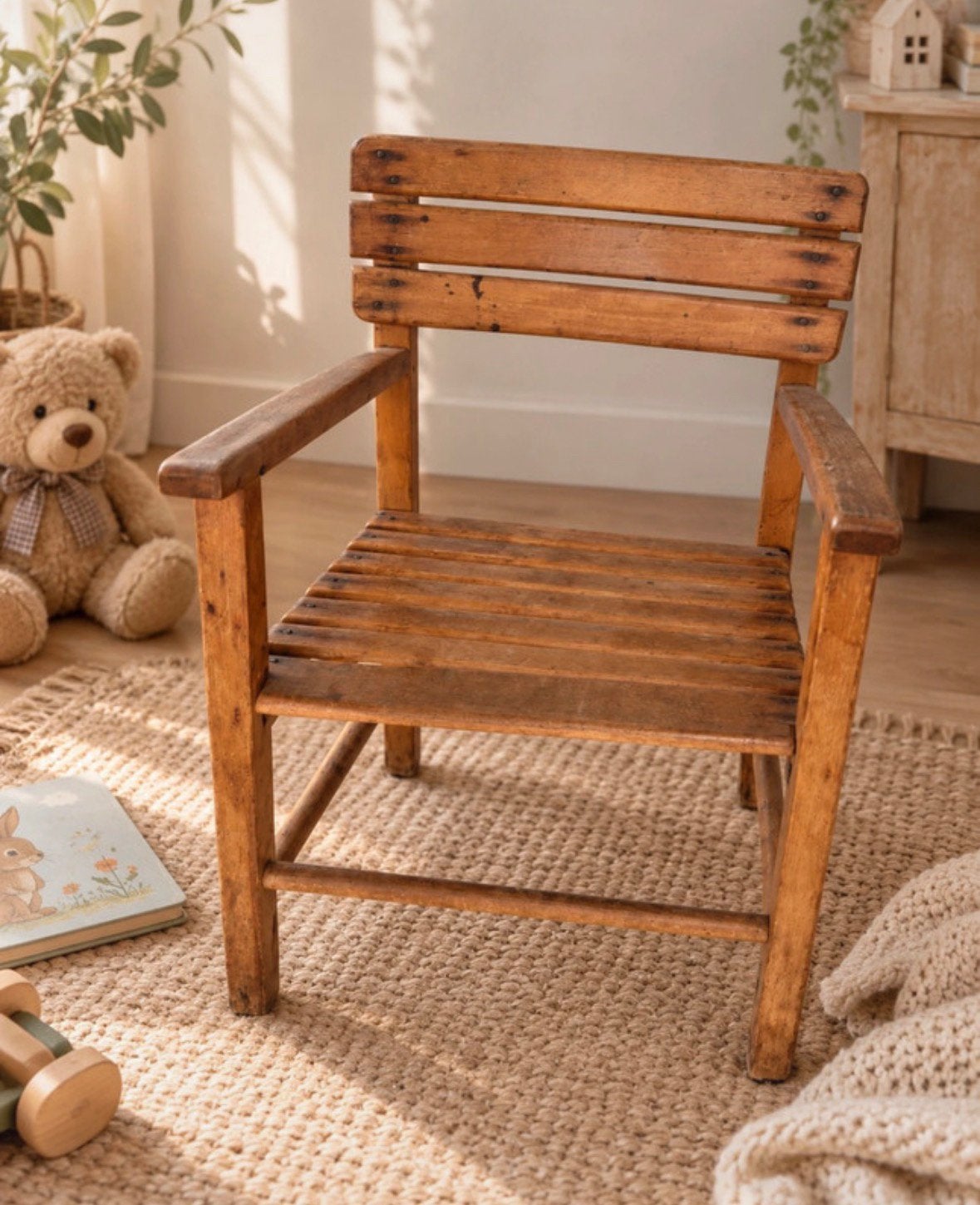 Charmant oud houten kinderstoeltje | Vintage & Brocante, Kinderen en Baby's, Ophalen of Verzenden, Gebruikt, Overige typen