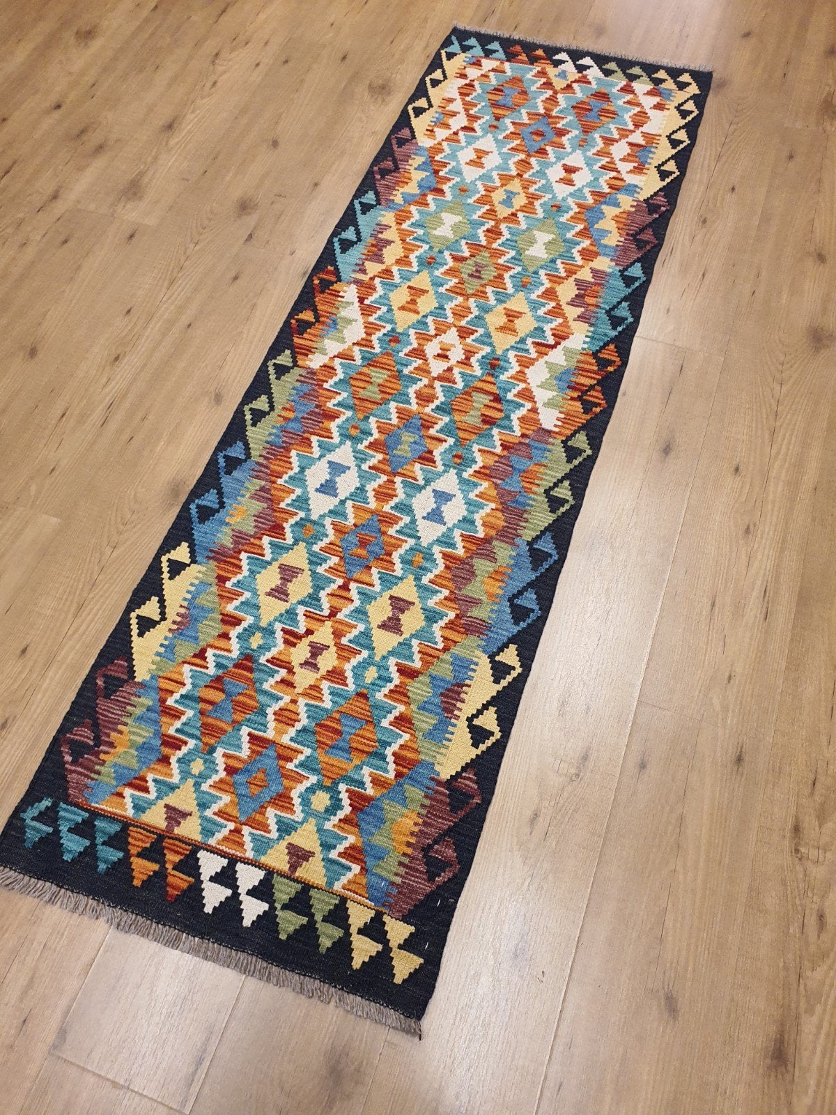 Handgeweven oosterse wollen kelim loper 202x63, Info@SlatsAntiek.nl, Vof Slats Antiek, Rechthoekig, Herenstraat 31 leiden