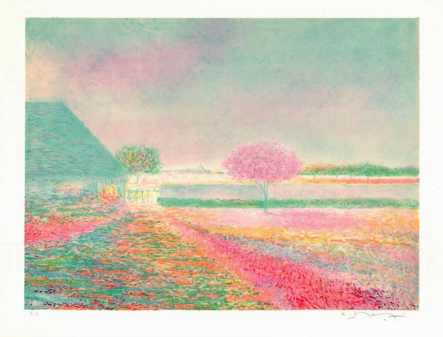 L’Arbre Rose, Claude Manoukian, Antiek en Kunst, Kunst | Litho's en Zeefdrukken, Lithografie, Gelimiteerde oplage, Gesigneerd