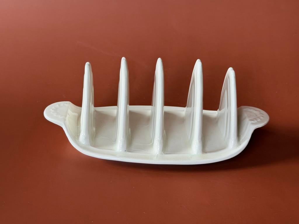 Vintage Keramisch Toastrekje - Wit Porselein/Aardewerk, Ophalen of Verzenden