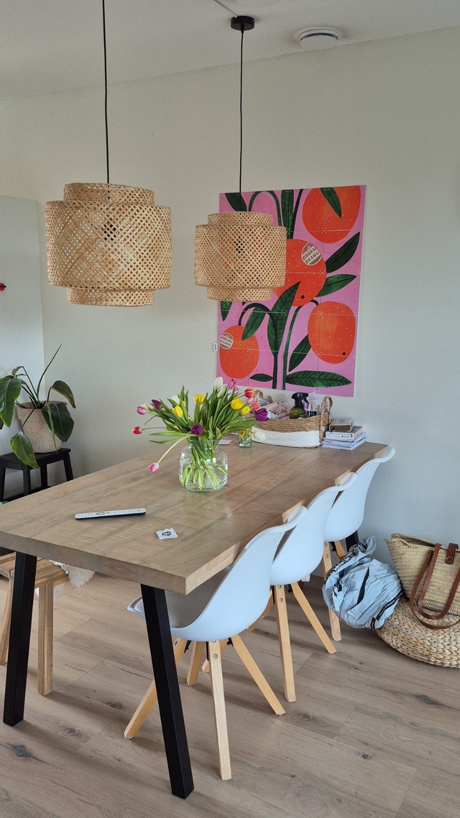 Gezellige houten eettafel 180cm, Ophalen, Modern, industrieel, 50 tot 100 cm, Zo goed als nieuw