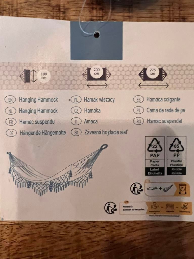 Hangmat max 120 kg nieuw, nooit gebruikt, Tuin en Terras, Hangmatten, Ophalen of Verzenden, Nieuw, Binnen, Opvouwbaar