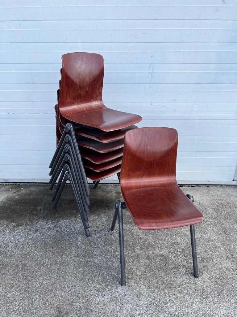 7 stuks Pagholz galvanitas S22 look school stoel vintage, Ophalen, Bruin, Zo goed als nieuw, Vijf, Zes of meer stoelen
