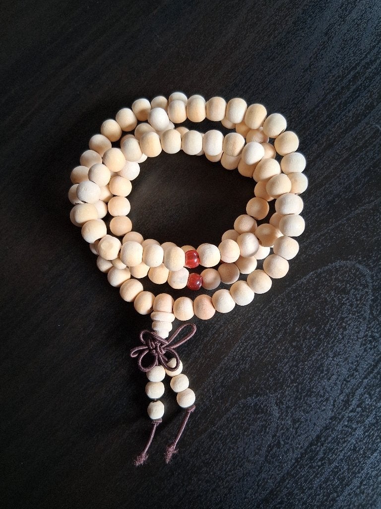 Mala armband-ketting houten kralen wit, Wit, Nieuw, Ophalen of Verzenden, Met bedels of kralen