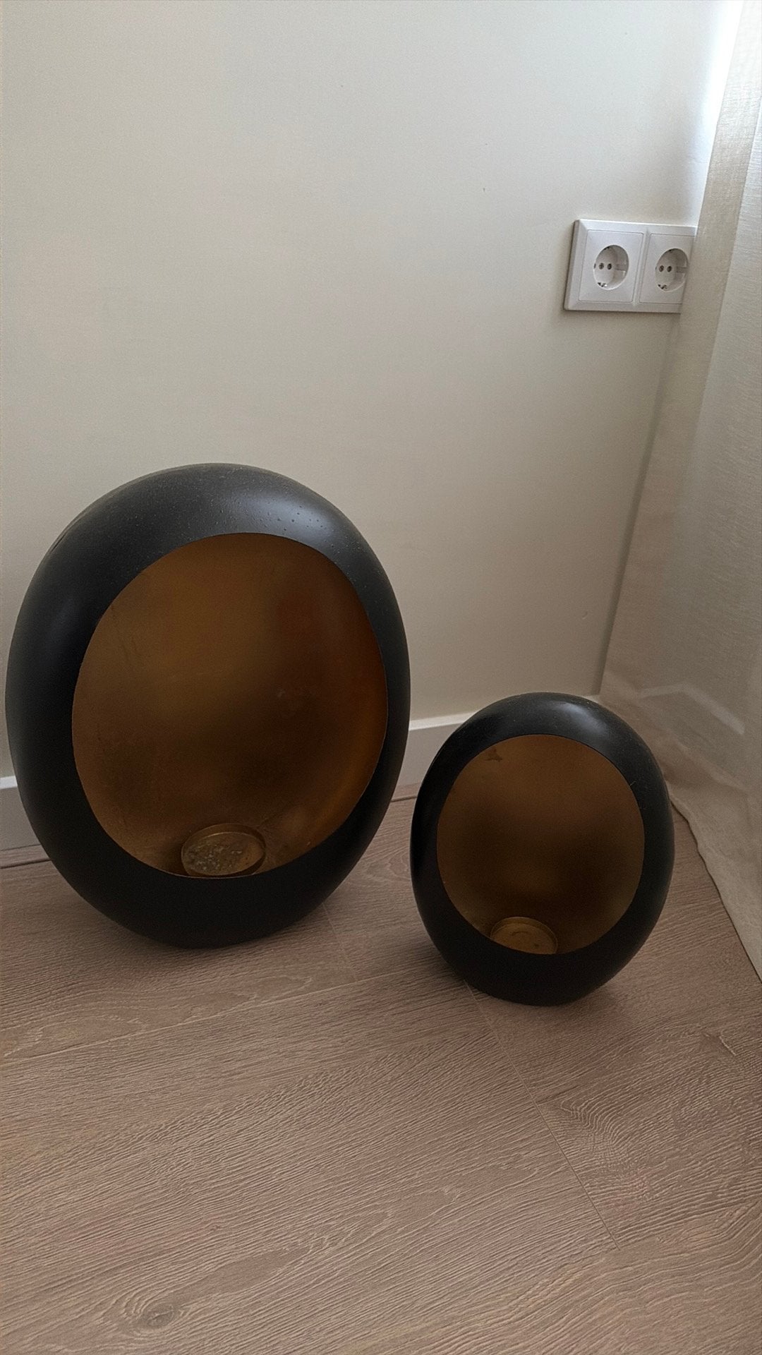 Eieren kaarshouder goud 45 cm en 30 cm hoog, Ophalen, Zo goed als nieuw, Goud