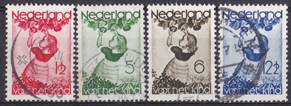 Kinderzegels - gebruikt – NVPH 279-282, Ophalen of Verzenden, T/m 1940, Gestempeld