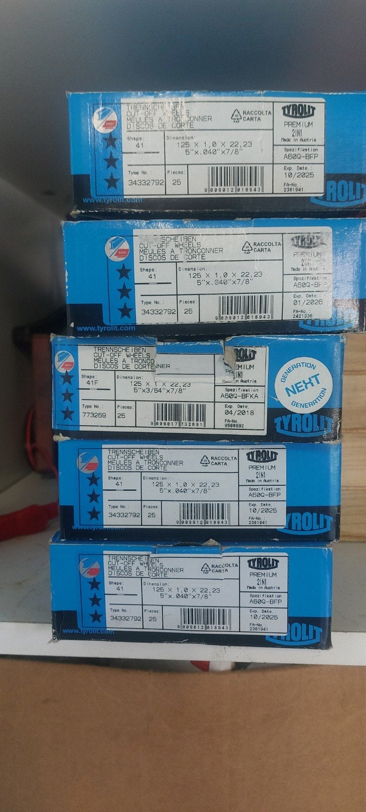 Tyrolit doorslijpschijven 125x1.0x22.23 (25 stuks), Ophalen, Nieuw, Minder dan 700 watt, Overige typen