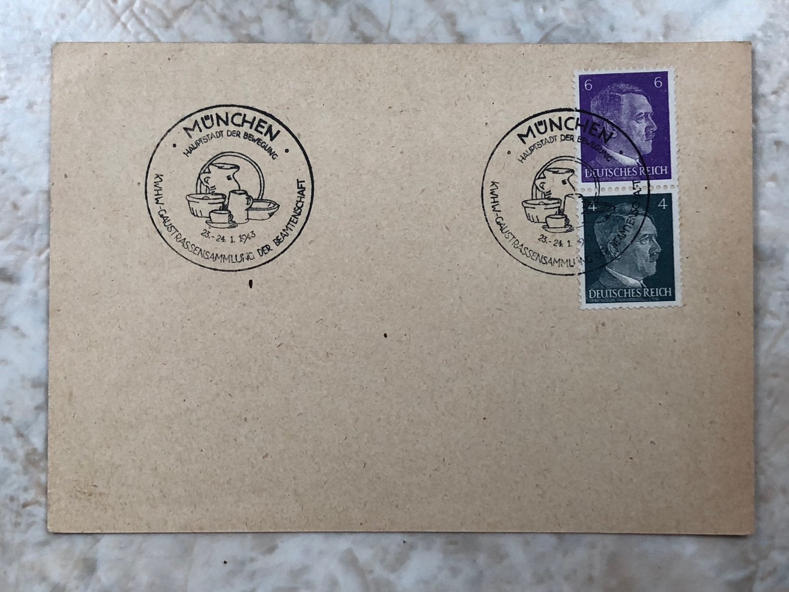 Postkaart, onbeschreven, gestempeld München 23.24.1.1943, Verzenden, Briefkaart
