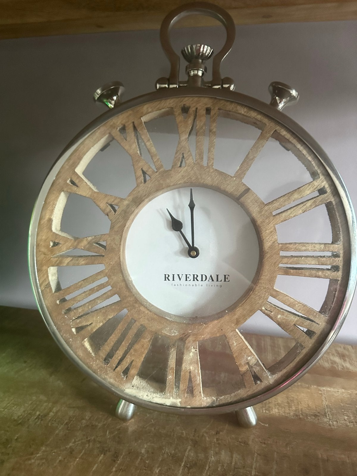 Riverdale Tafelklok - Hout en Metaal - Modern Design, Ophalen, Gebruikt, Bruin, Analoog