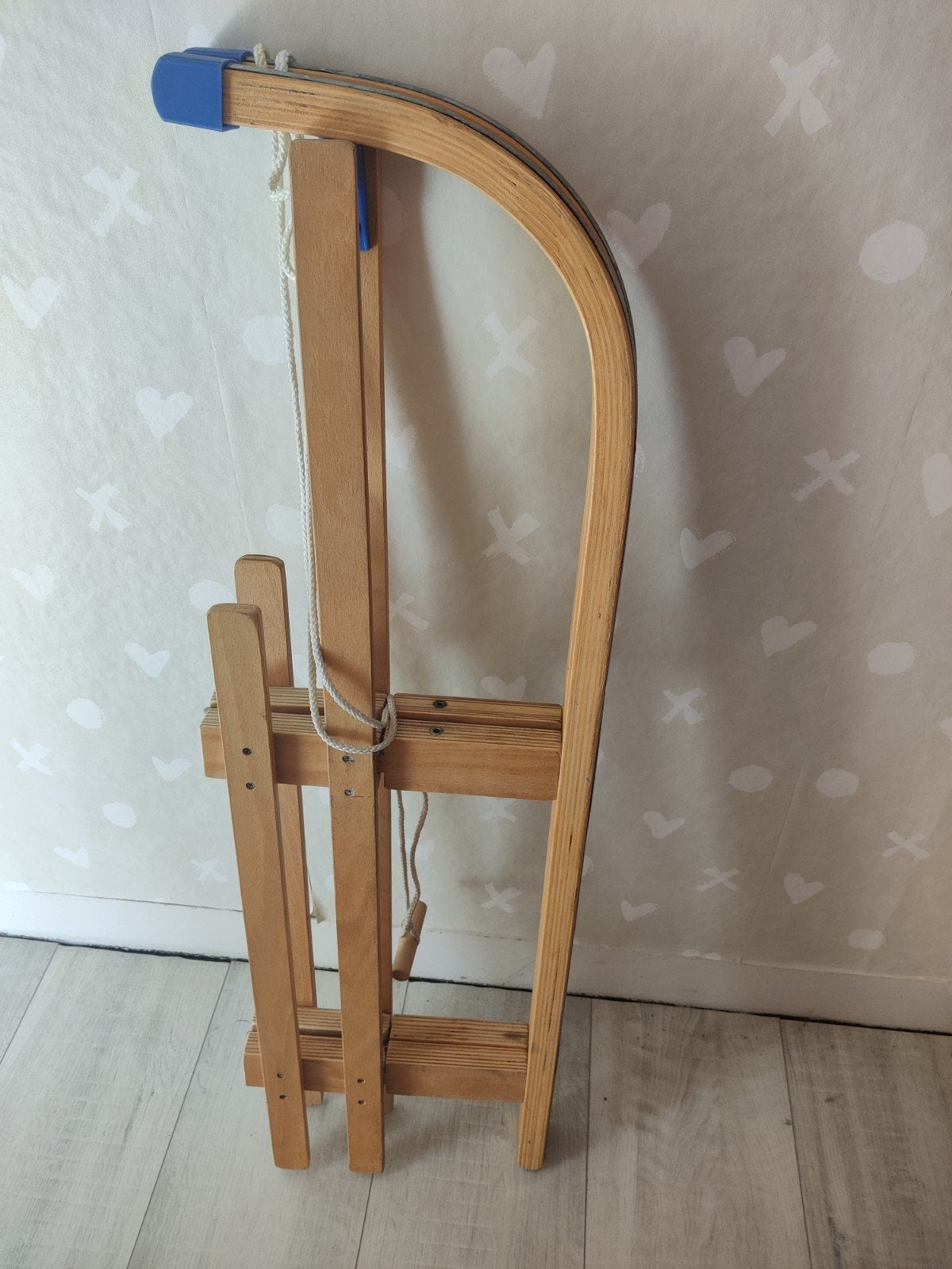 Houten slee met rugleuning, Ophalen, Rugleuning, Gebruikt, Hout