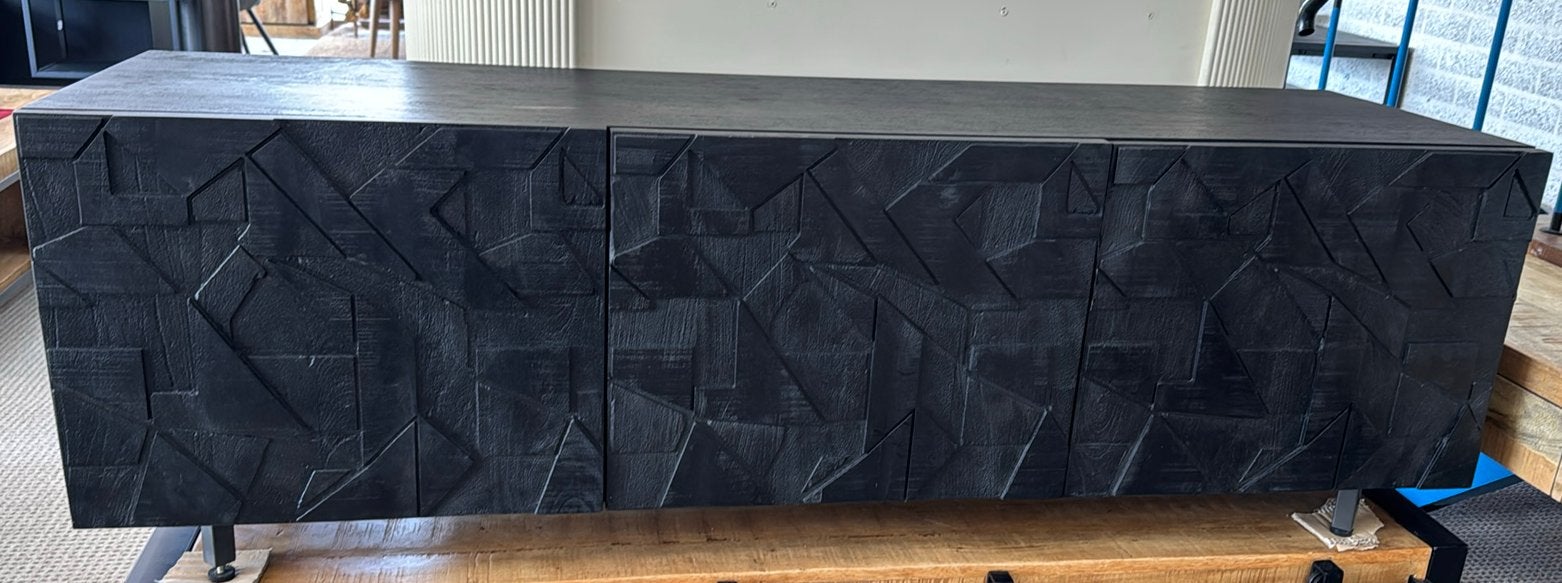 WOOOD tv-meubel Counter - Mango - Zwart, Overige materialen, Minder dan 100 cm, 25 tot 50 cm, Tv kast
