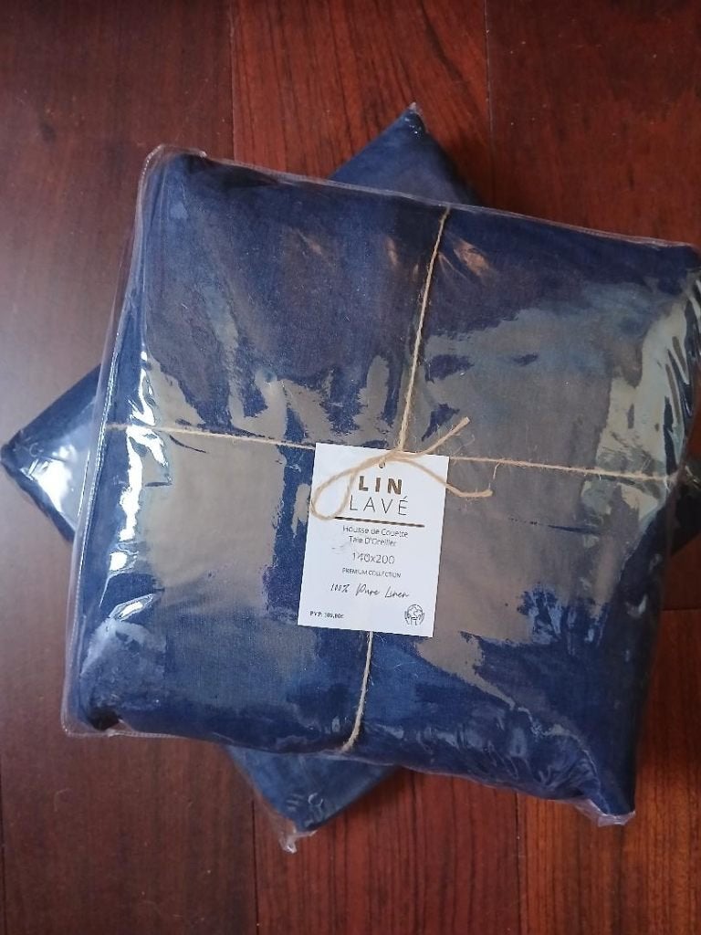 100 % linnen dekbedovertrek 140 x200 donkerblauw 140x200, Blauw, Dekbedovertrek, Ophalen of Verzenden, Nieuw