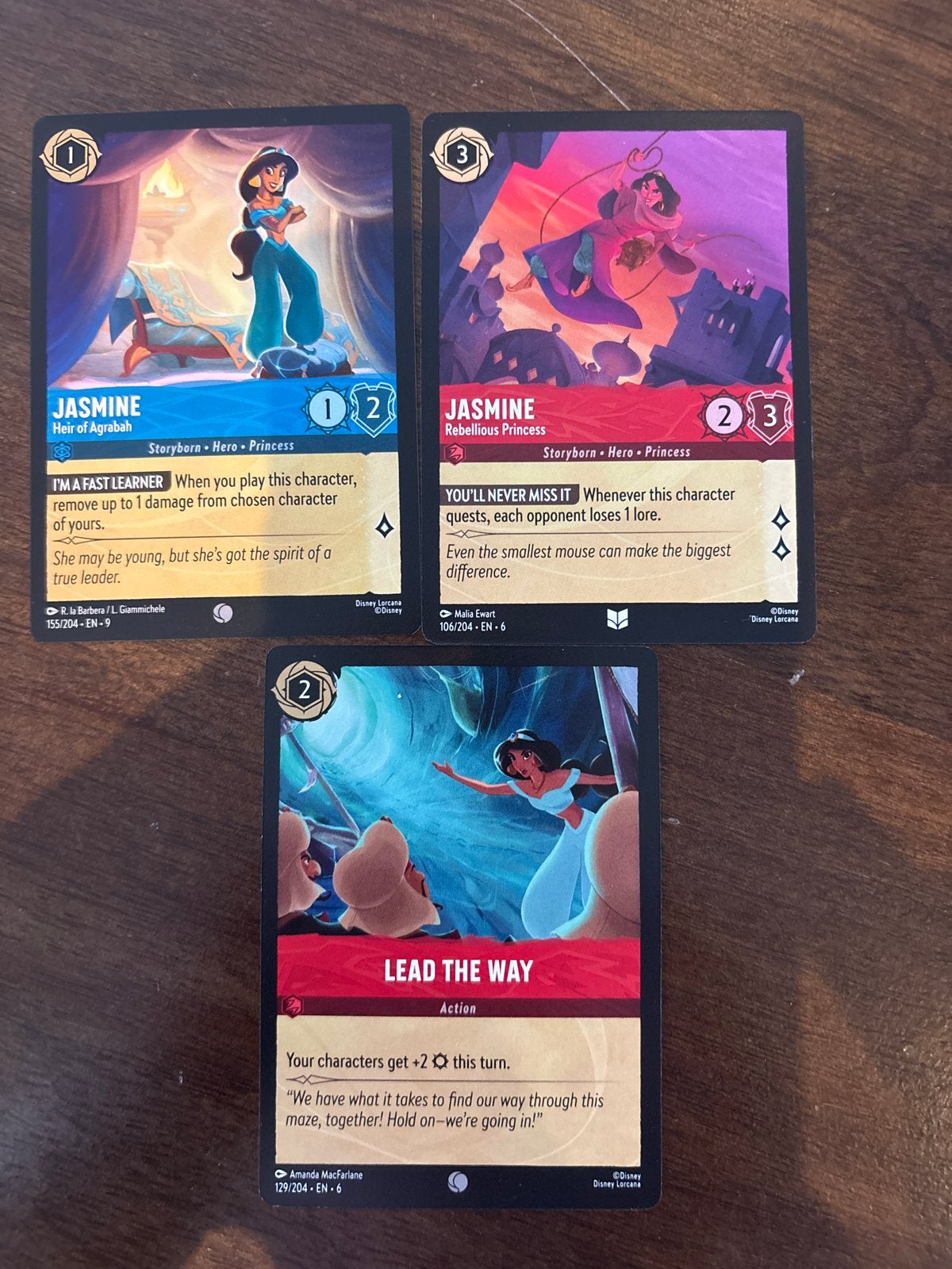 Disney Lorcana Jasmine Kaarten Set - Heir, Rebellious, Lead, Ophalen of Verzenden, Zo goed als nieuw