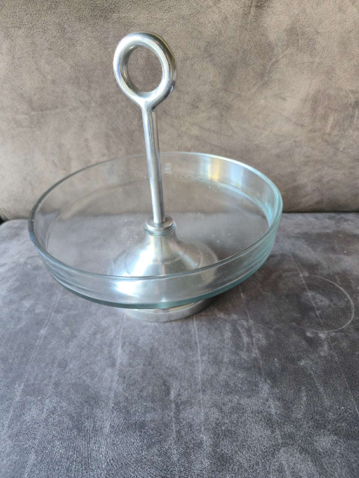 Glazen schaal met metalen handvat riviera maison, Ophalen, Met handvatten, Schaal, Rond