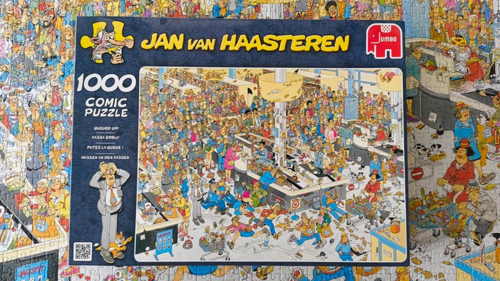 Jan van Haasteren 1000 stukjes - Kassa erbij!, Ophalen of Verzenden, 500 t/m 1500 stukjes, Gebruikt, Legpuzzel