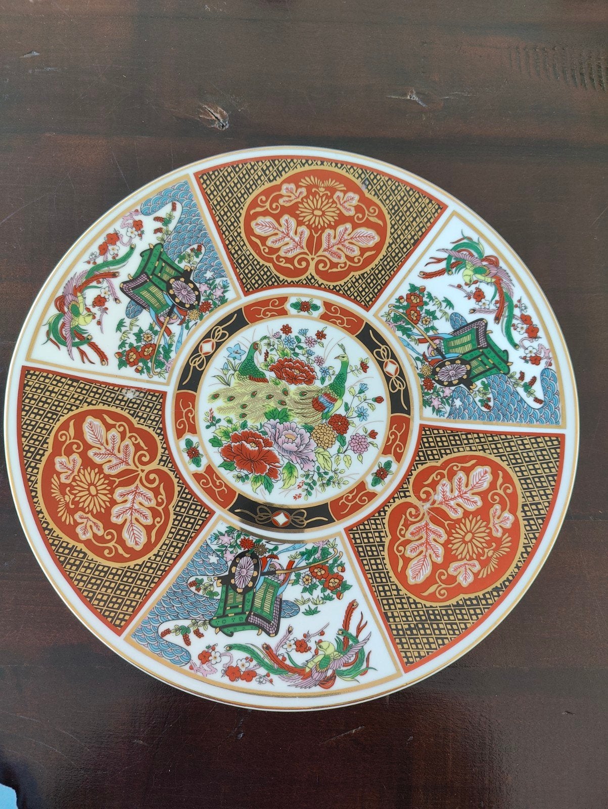 Decoratieve Chinese schotel met pauw en bloemen, Ophalen of Verzenden