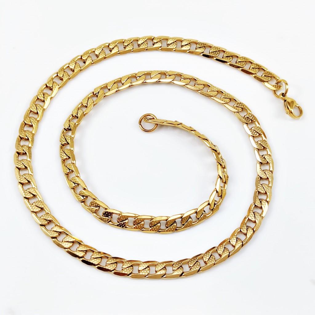 55cm 6,5mm Gedetailleerde Ketting Heren Verguld RVS Cubaanse, Overige materialen, Birgitta-Gracht 33, 6465 EL Kerkrade, Nederland