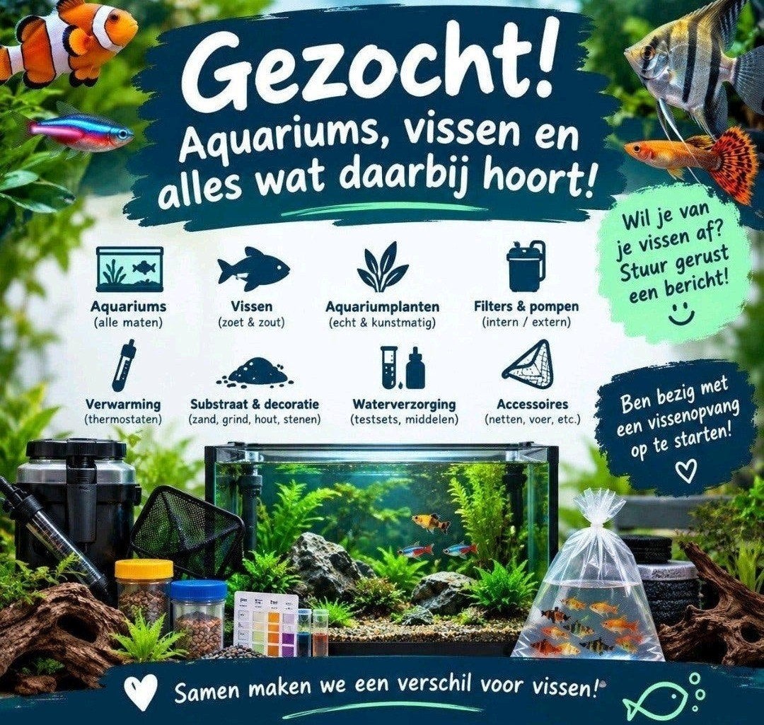 GEZOCHT aquariums, vissen, terrariums, toebehoren en meer, Dieren en Toebehoren, Ophalen of Verzenden