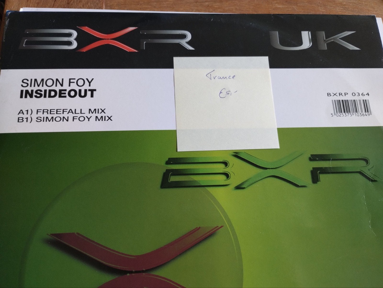 Simon Foy - Insideout (BXR UK) Trance 12" Vinyl Single, Cd's en Dvd's, Cd's | Dance en House, Ophalen of Verzenden, Gebruikt, Trance