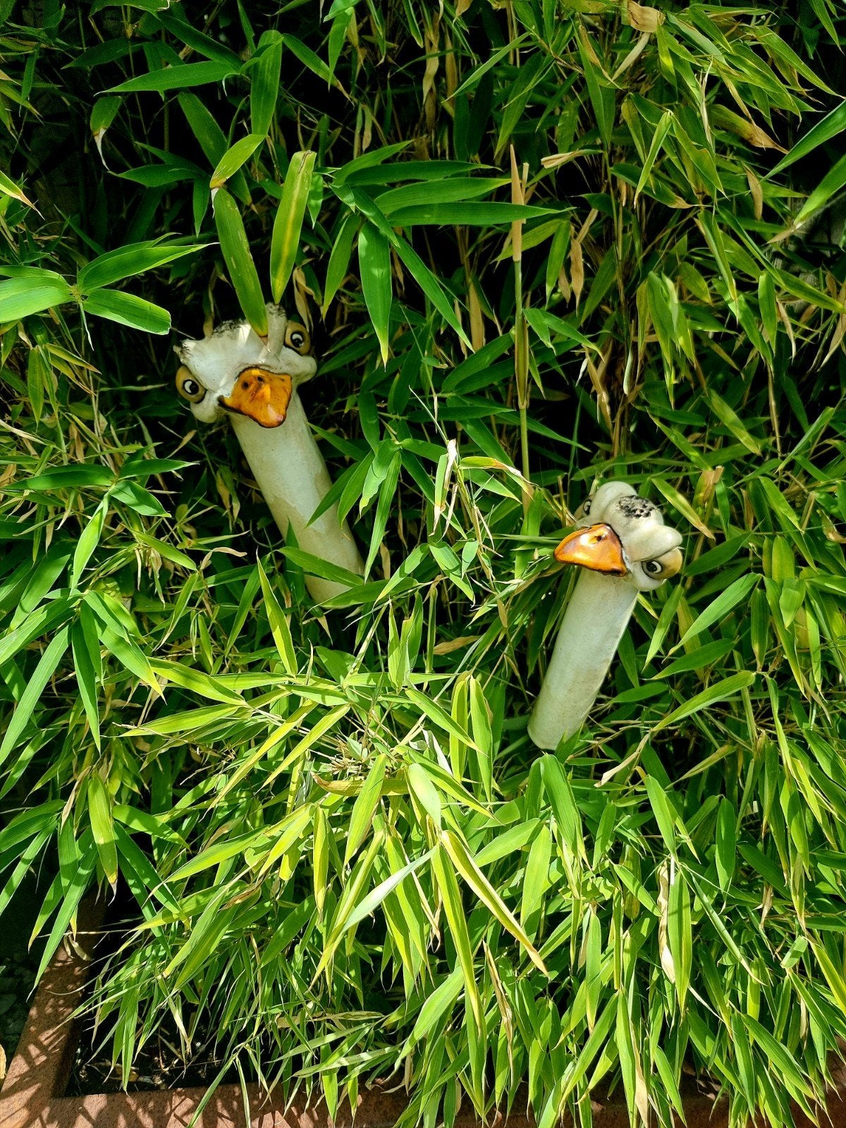 Leuke struisvogel tuinbeelden - set van 2, Ophalen of Verzenden, Gebruikt, Overige materialen, Dierenbeeld