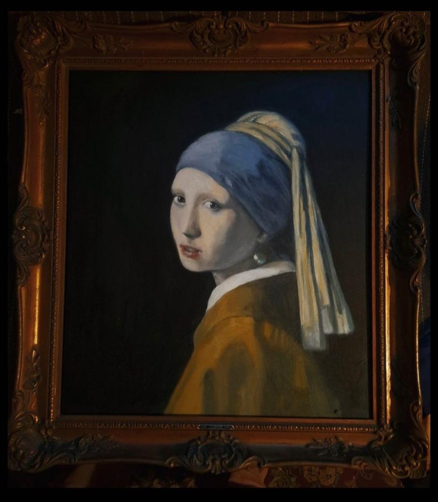 Meisje met de Parel,  olieverf, Ophalen of Verzenden