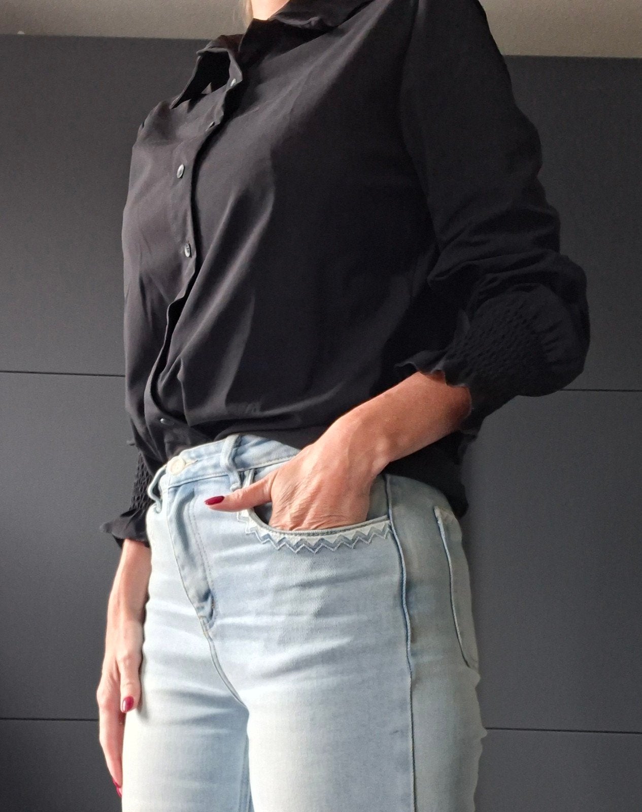 Lady Day blouse maat S | Zwart travelstof | In nieuwstaat, Lady Day, Verzenden, Zwart, Zo goed als nieuw