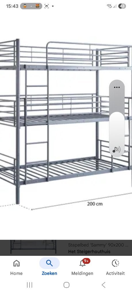 Drie persoon stapel bed, Ophalen, Gebruikt, 90 cm, 160 tot 180 cm
