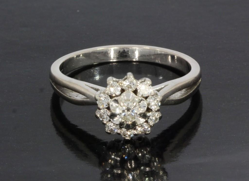 Diamanten 14k gouden luxe dames rozet ring fraai briljant, Voordeelsieraden, Verzenden, Met edelsteen, Dame