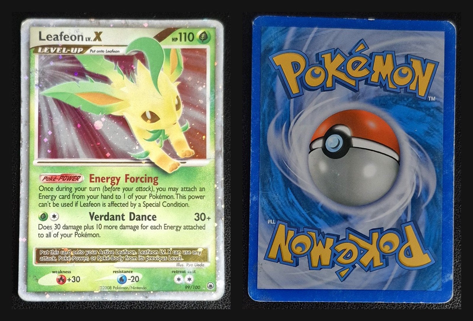 Leafeon LV.X Pokémon Kaart - HP 110 - Zeldzaam, Ophalen of Verzenden, Zo goed als nieuw, Losse kaart, Foil