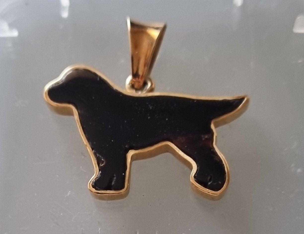 Gouden/zwart koraal hanger Labrador Retriever zwart, Zwart, Ophalen of Verzenden, Zo goed als nieuw, Goud