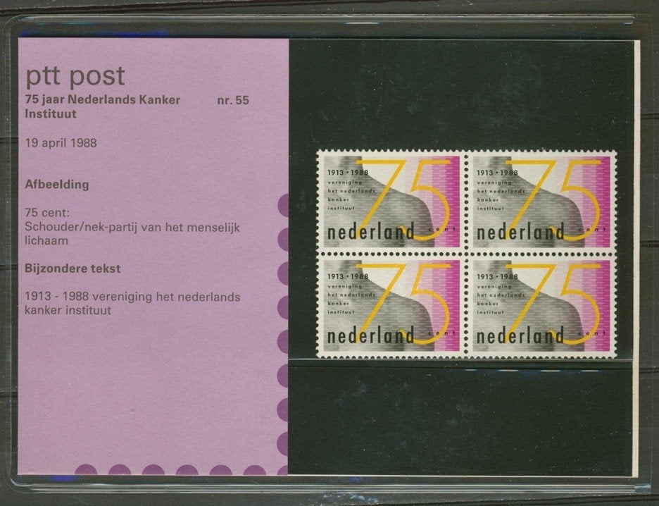 PTT Post Postzegelmapje 1988 M55 Kanker Postzegels p-55 jdu, Ophalen of Verzenden, Na 1940, Postfris