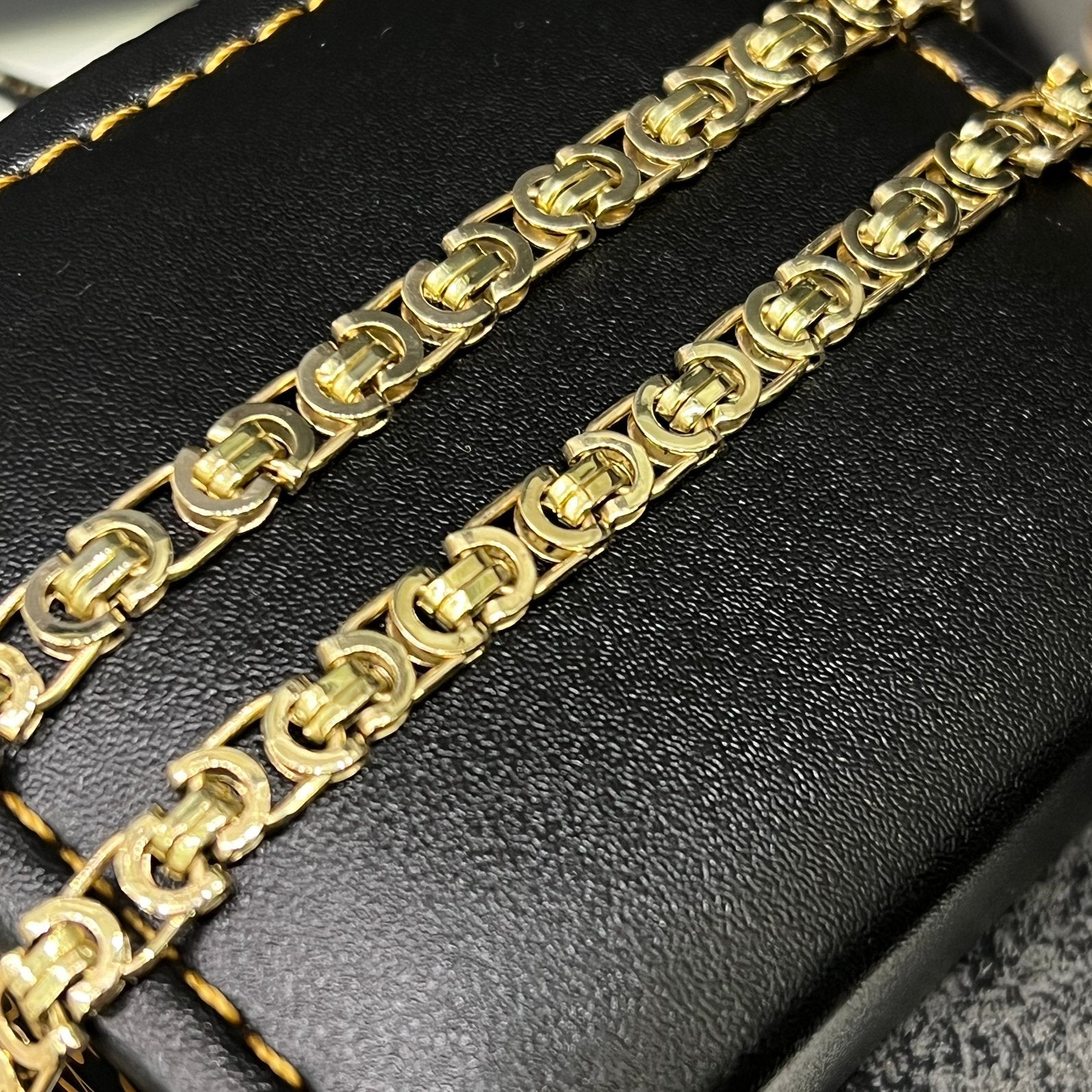 14k gouden ketting platte koningsketting schakel, Ophalen of Verzenden, Nieuw, Goud