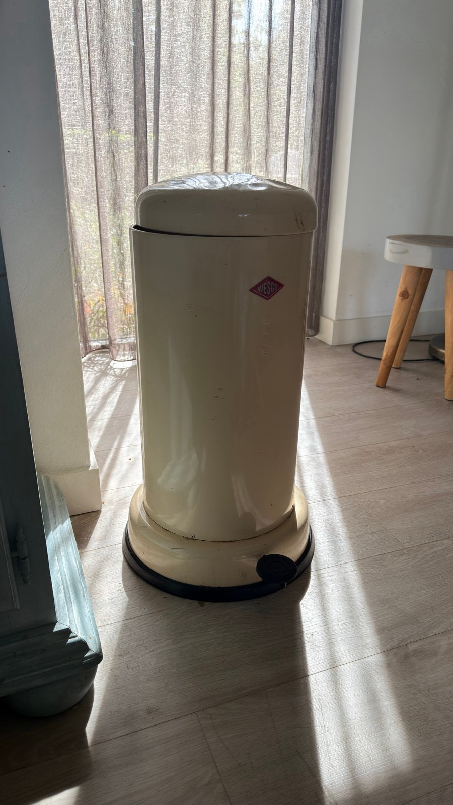 Wesco Base Pedaalemmer - Crème, Vintage Design, 50 – 75, Gebruikt, Met pedaal, Ophalen of Verzenden