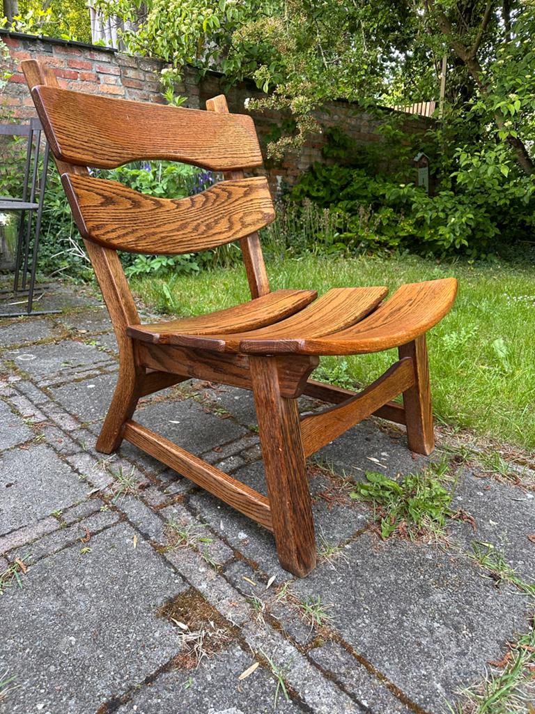 Vintage Brutalist fauteuil zonder armleuningen Dittmann & Co, Minder dan 75 cm, Ophalen of Verzenden, Zo goed als nieuw, 50 tot 75 cm
