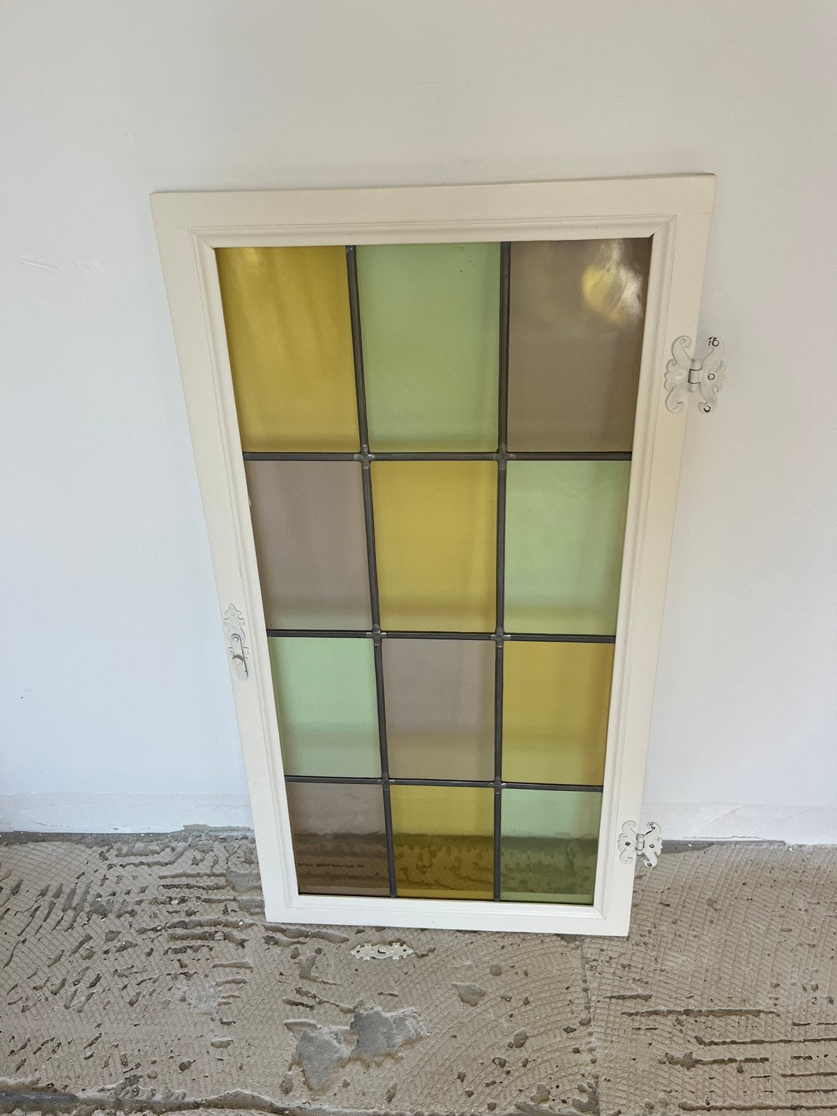 Decoratief glas in lood deurtje, Ophalen, Gevelraam of Ruit, Gebruikt, Glas in lood