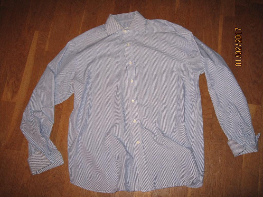 Tang Lun Tailor donkerblauw gestreept overhemd maat S, Kleding | Heren, Overhemden, Nieuw, Halswijdte 38 (S) of kleiner, Blauw