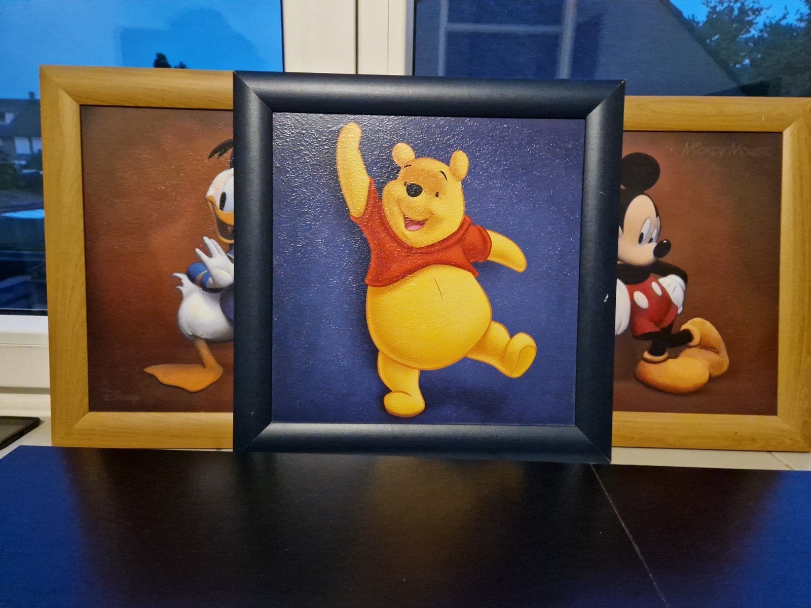 3x ingelijste print - Mickey Mouse, Donald Duck & Winny Pooh, Verzamelen, Ophalen of Verzenden, Mickey Mouse, Gebruikt, Overige typen