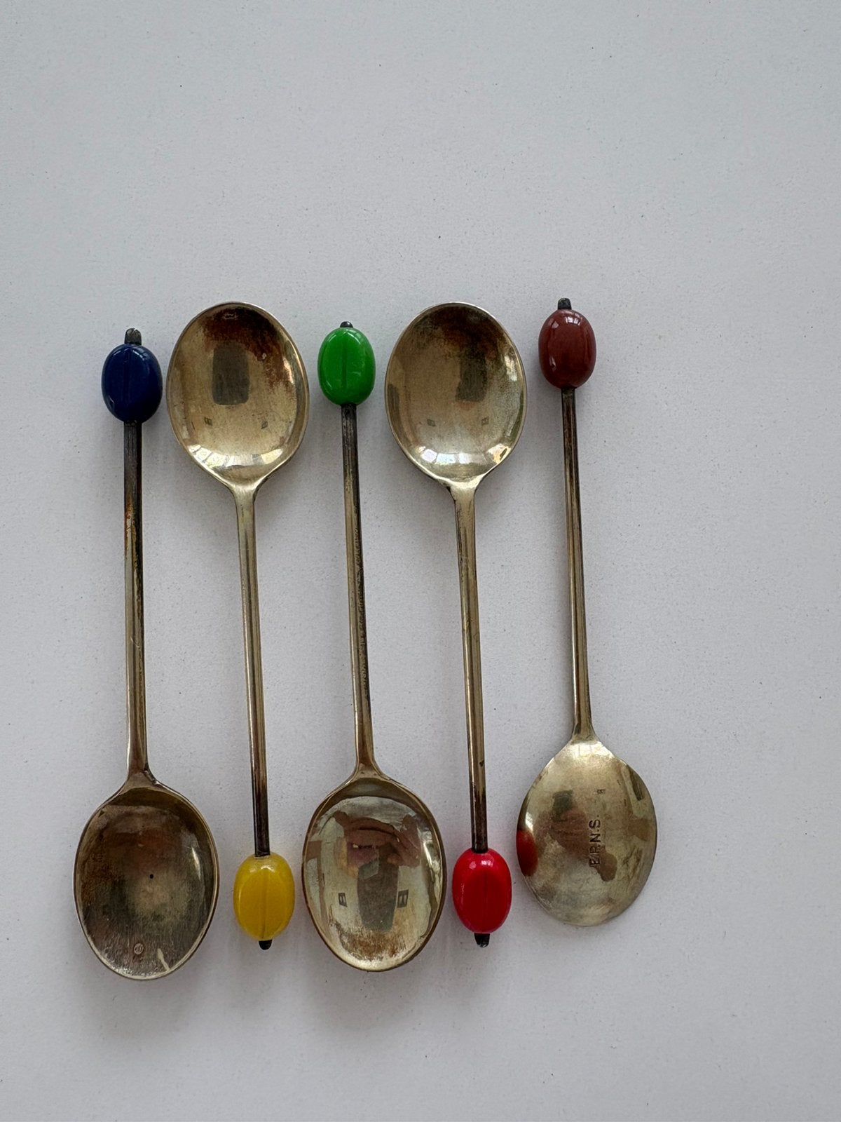 EPNS verzilverde art deco koffieboonlepels, Ophalen of Verzenden