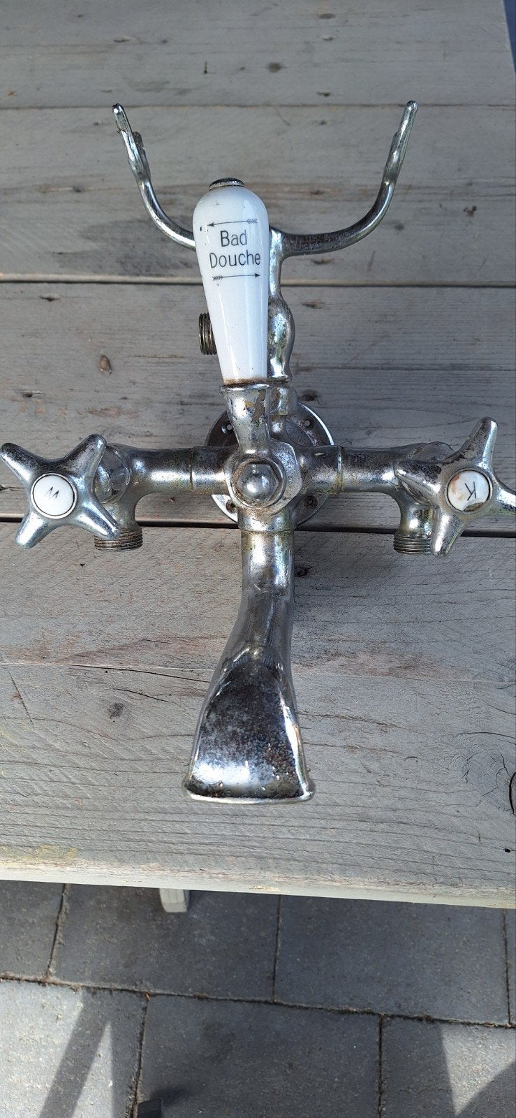 Vintage Bad Douche Kraan - Chroom, Doe-het-zelf en Verbouw, Sanitair, Ophalen of Verzenden, Gebruikt, Chroom, Kraan