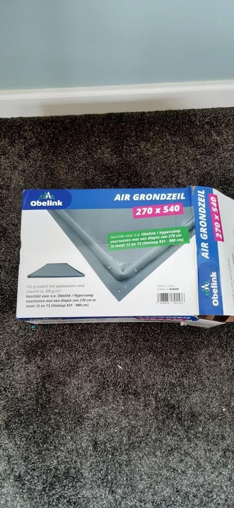 Obelink Air grondzeil 270x540cm met opblaasbare rand, Caravans en Kamperen, Caravan accessoires, Ophalen of Verzenden