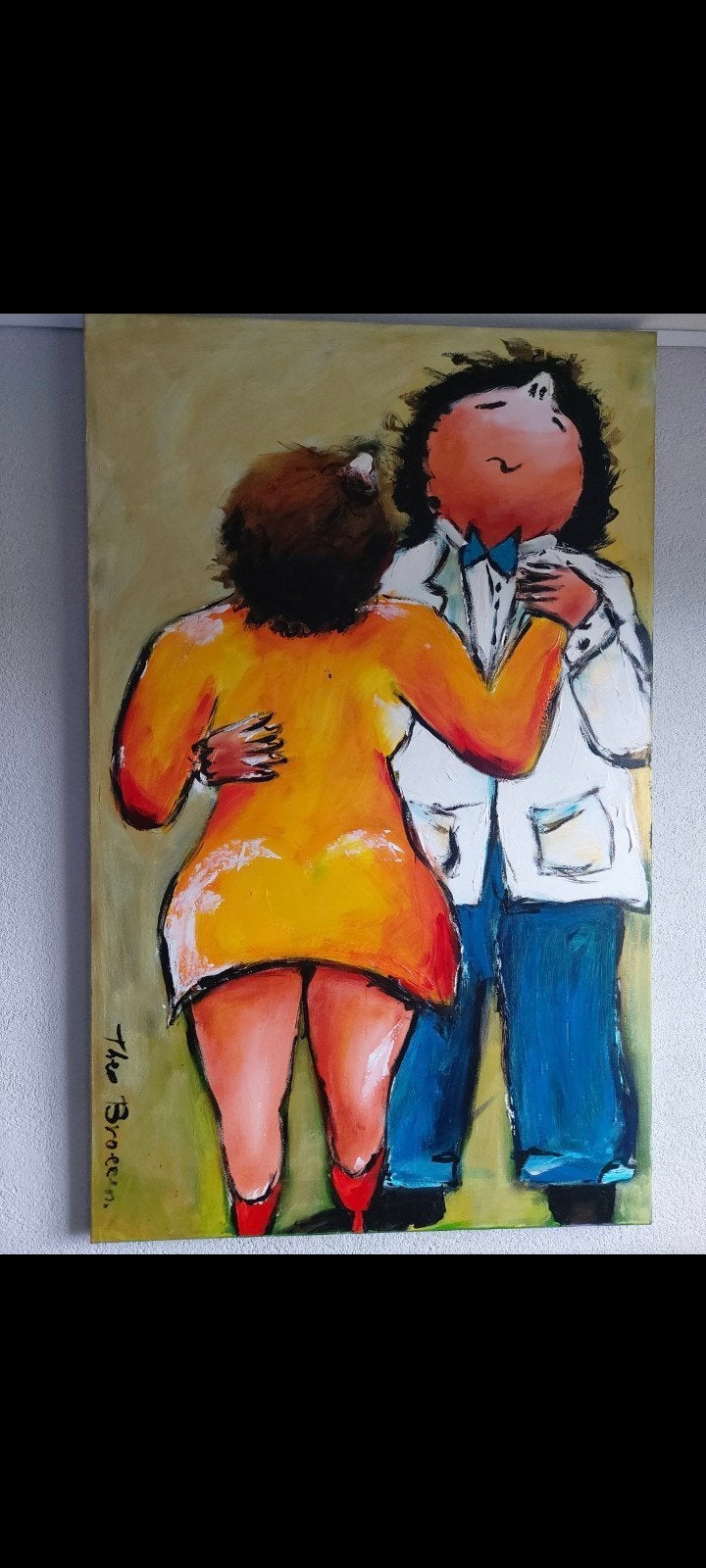 Origineel groot schilderij van theo broeren met certificaat., Ophalen of Verzenden
