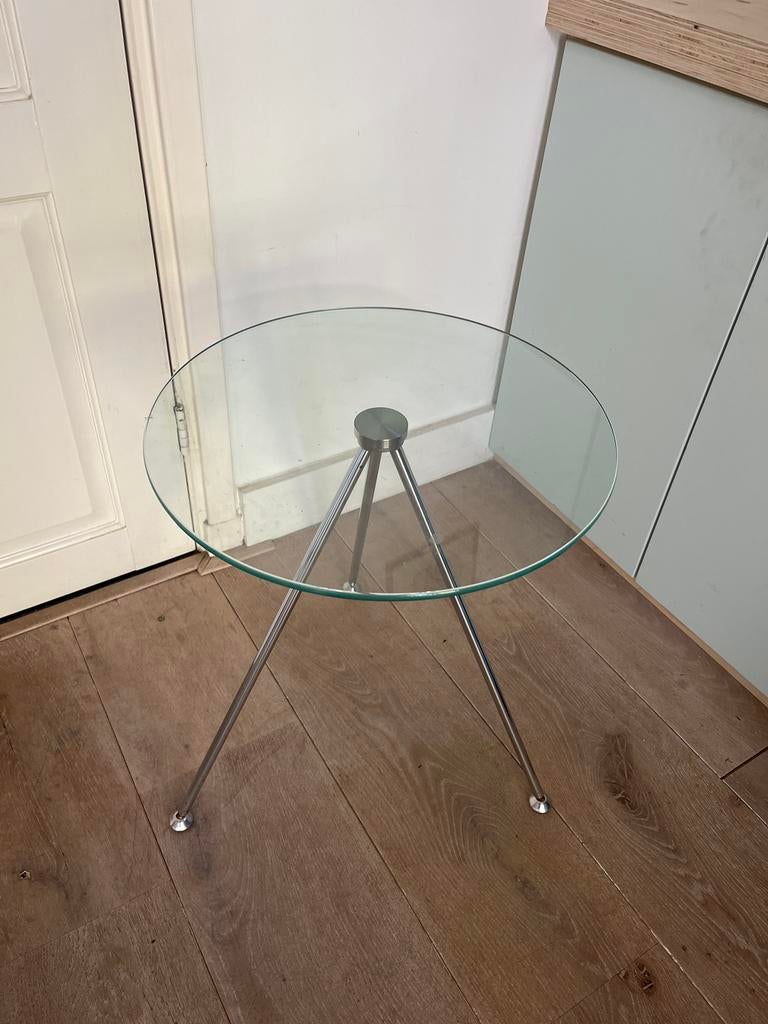 Maupertuus bijzettafel rond - Glas en Metaal, Ophalen