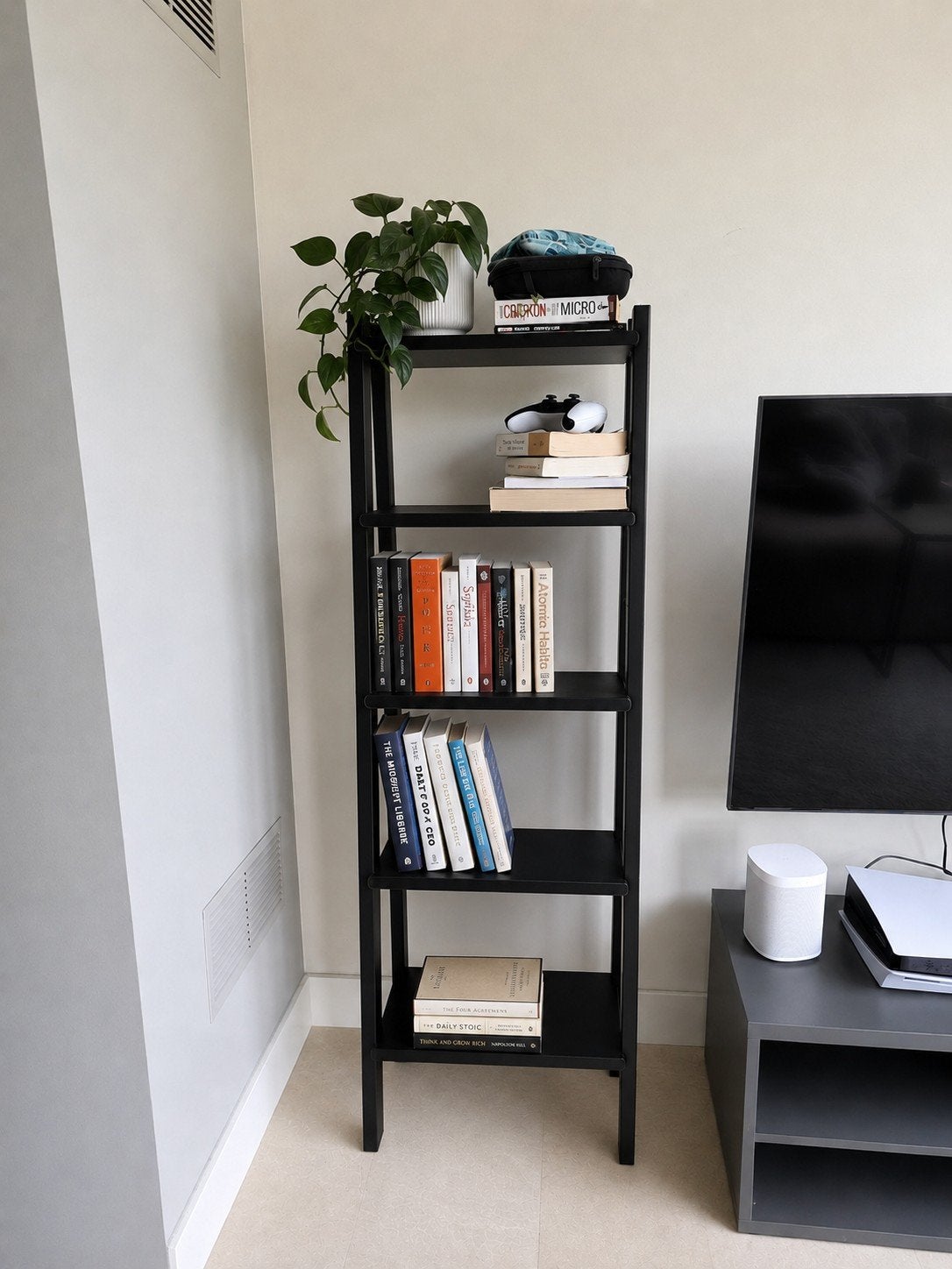 IKEA Boekenkast/Open Kast - Zwart (46x150cm), Met plank(en), Minder dan 50 cm, Gebruikt, Modern, Scandinavisch