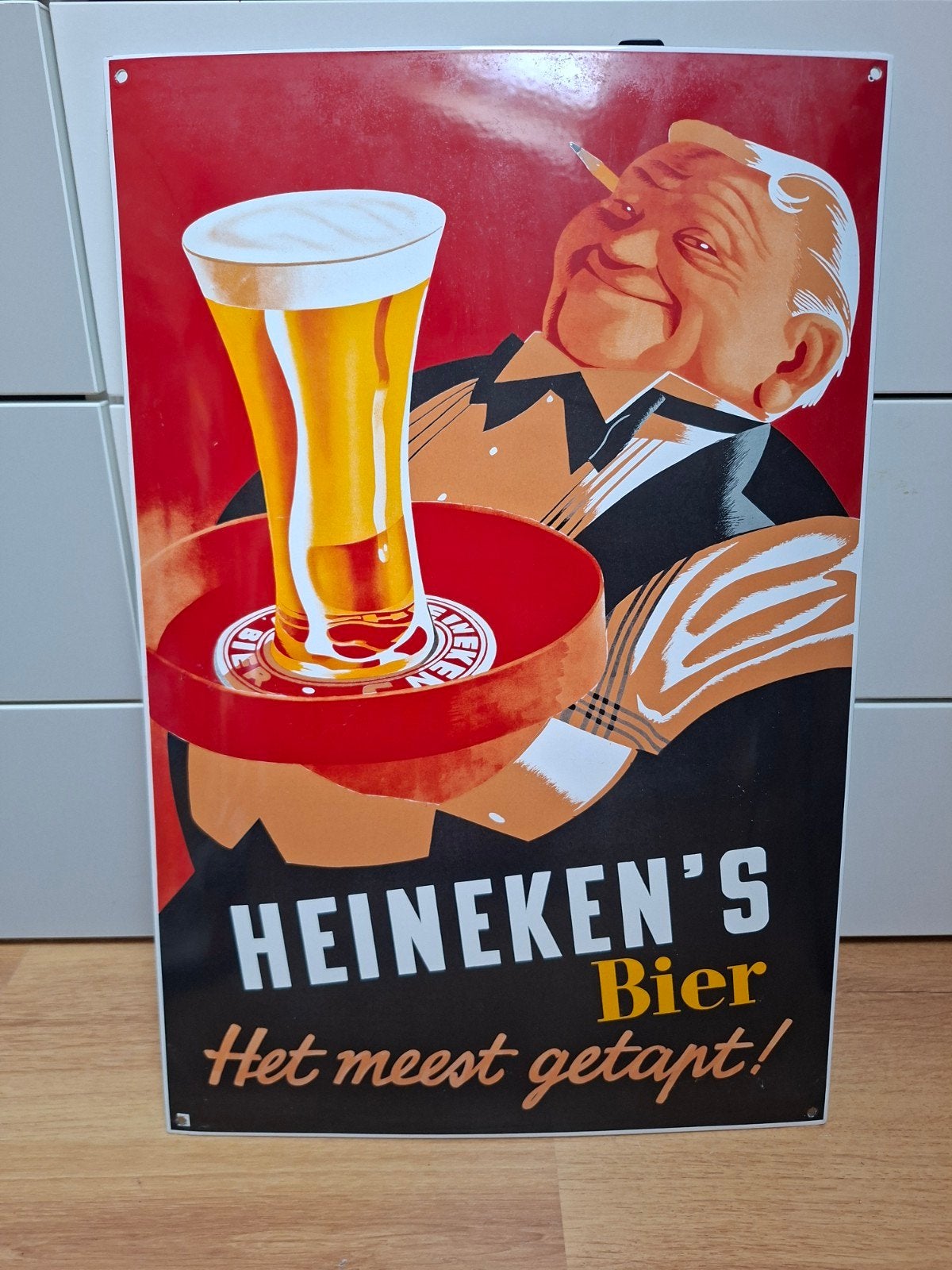 metalen reclame bord heineken, Verzamelen, Merken en Reclamevoorwerpen, Ophalen of Verzenden, Zo goed als nieuw, Reclamebord