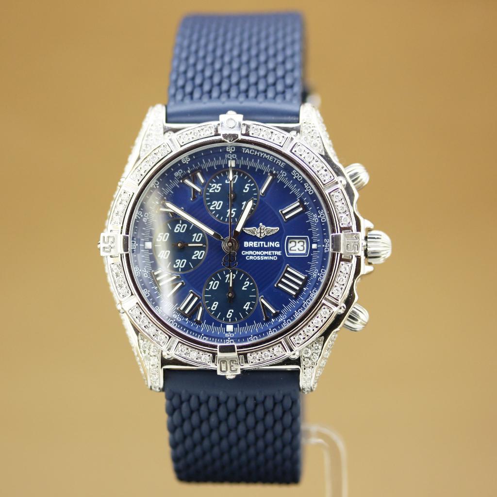 Breitling Crosswind Full Diamant A13355, Gebruikt, Staal, Breitling, Polshorloge